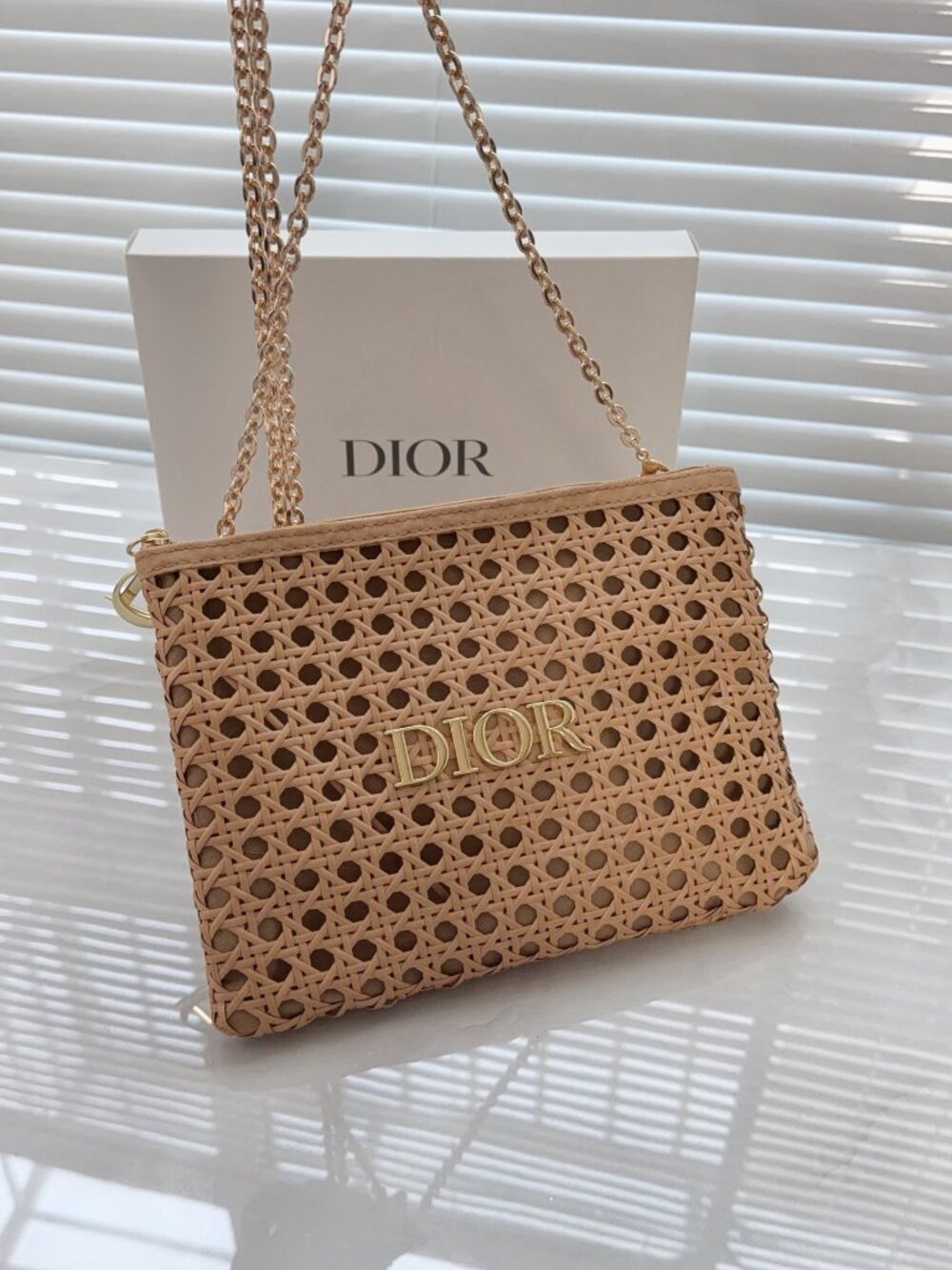 DIOR WOVEN CLUTCH WITH GOLD CD HARDWARE..N.I.B. - Picture 2 of 7